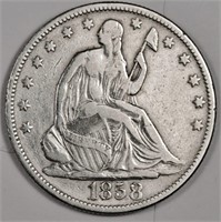 1858 Liberty Seated half Dollar