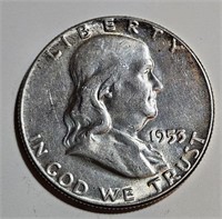 1953 AU Grade Franklin Half Dollar