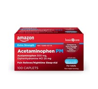 Amazon Basic Care Acetaminophen PM Caplets, Pain