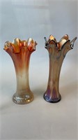 2 Carnival fluted vases