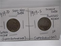 1919 1919-D Key Date and 1919-S Buffalo Nickels