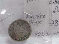 1891 Seated Liberty Dime 90% Silver