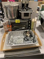 TOASTER OVEN, FOOD TRAY, STEAMER POT, WOOD