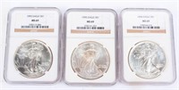 Coin 3 United States Silver Eagles NGC 1993,94,95