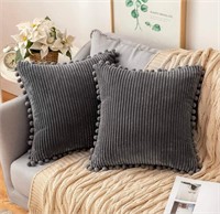 ($29) MIULEE Boho Throw Pillow Covers with Pom