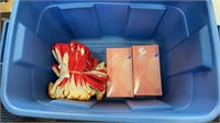 (1) tote with lid (2) packs of vinyl exam gloves