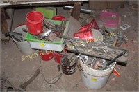 NUTS, BOLTS, PIPE, PARTS, TUBS, HINGES,