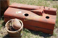 OLD TRACTOR HOOD W/ MISC. ENGINE PARTS