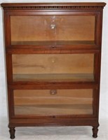 MACEY WALNUT 3 STACK BOOKCASE WITH TURNED LEGS,