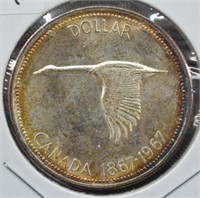 1967 Canada Silver Dollar, Toned Looney