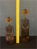 2 Vintage Heavy Murano Geisha Glass Figurines