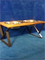 Dog dishes with stand measures 16" x 8" x 9.5"