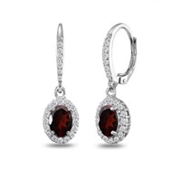 Genuine Garnet & Topaz Dangle Leverback Earrirngs