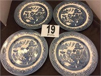 (4) 10” Blue Willow Dinner Plates