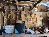 CONTENTS OF FRONT SHED WALL, COUNTER, & WALL