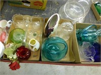 4 boxes vases and misc. glass
