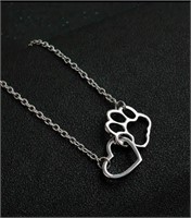 Sterling silver Heart & Paws necklace dog lovers