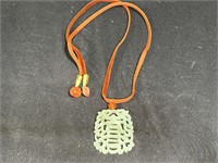 Jade Asian Inspired Pendant on brown Velvet Cord