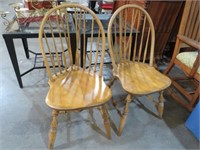 PAIR OF SIGNED NICHOLSTONE V BACK CHAIRS