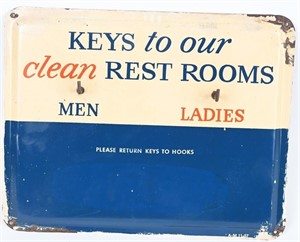 GULF KEYS TO OUR CLEAN REST ROOMS SINGLE SIDED TIN