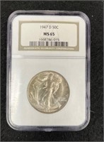 1947-D Walking Liberty Half Dollar NGC MS65