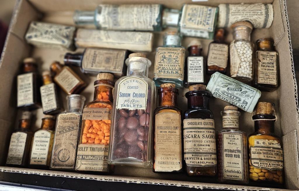 Medicine Bottles W/ Adv. Labels