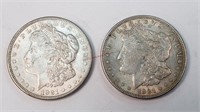 2- 1921 Morgan Silver Dollars