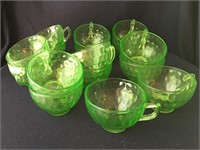 Vintage Federal Vaseline Glass Cups