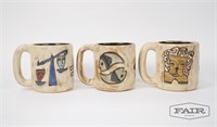 Set of 3 Zodiac Pottery Mugs by Mara of Mexico
