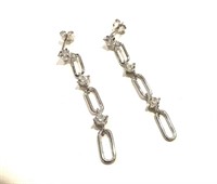 Sterling Silver Modern Link Dangle Earrings