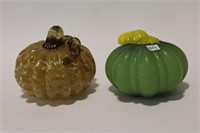 2 ARTGLASS PUMPKINS