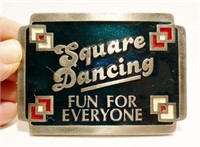 Vtg Square Dancing Belt Buckle