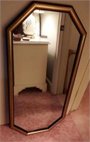 Black lacquer gold trimmed mirror