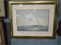 CHROMOLITHOGRAPH YACHT RACE BY F S COZZENS 32x26