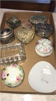 Metal and glass trinket boxes