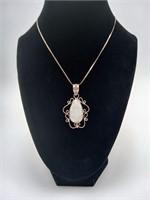 White Rainbow Moonstone/Sterling Necklace