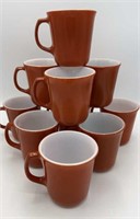 10 pyrex burnt orange coffee mugs