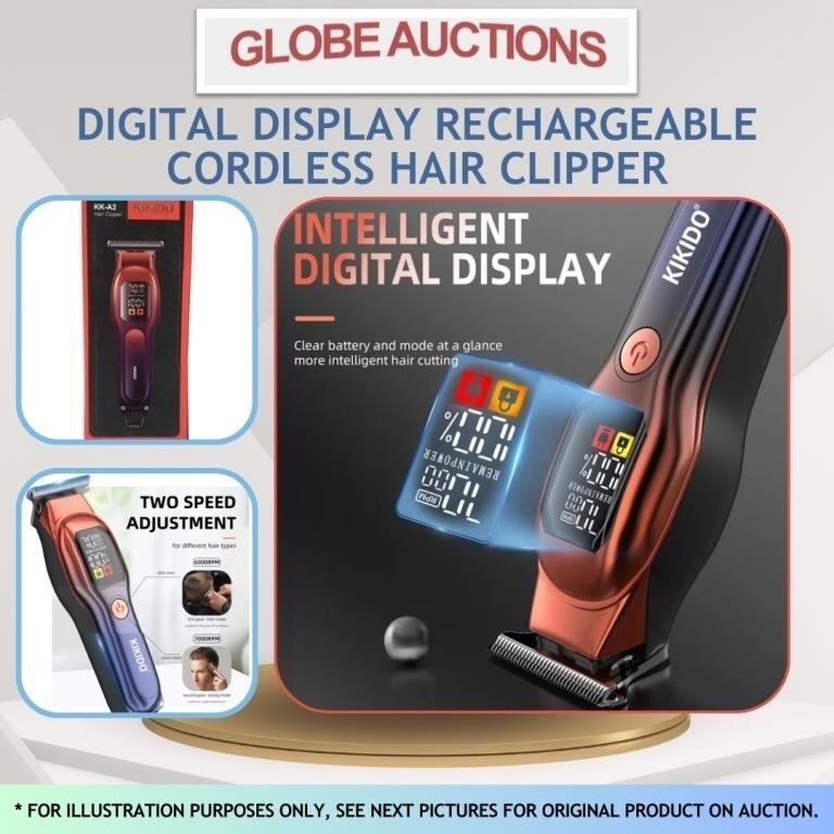 DIGITAL DISPLAY RECHARGEABLE CORDLESS HAIR CLIPPER