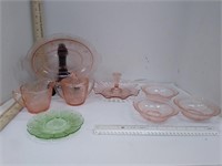 Assorted Green & Green Depression Glass Bowl