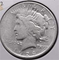 1924 PEACE DOLLAR VG