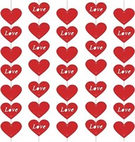 KUUQA 100 Pcs Valentine's Day Heart Garland Red Fe