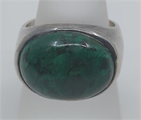 Sterling Silver Large Malachite Ring