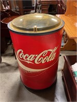 Coca-cola cooler w lid on wheels