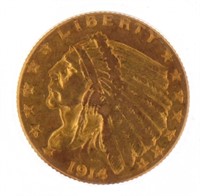 1914-D Indian Head $2.50 Gold Quarter Eagle