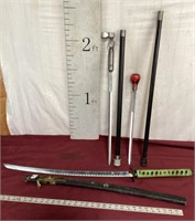 2 Sword Canes, 1 Sword with Case***