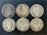 Liberty Seated Dimes, Barber Dimes, Mercury Dimes