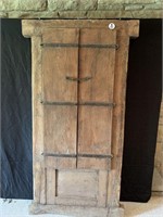 Salvaged Indian Hand Carved Hardwood Door w Frame