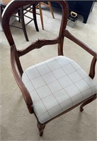 Carved Ladder Back Upholstered Seat Chair