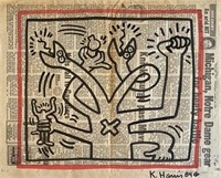 Keith Haring Original Newspaper drawing Certified