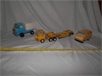 Group of 3-yellow metal Tonka car hauler,